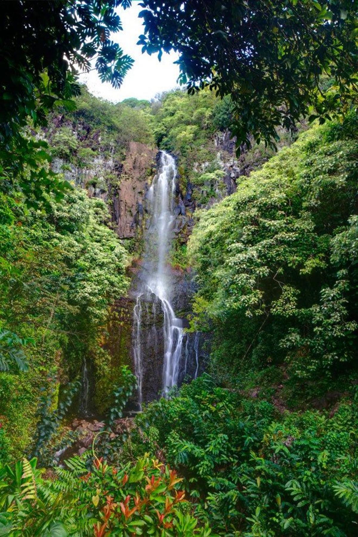Cascada en la isla de Maui, Hawái (EE.UU)