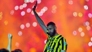 Karim Benzema, durante su presentación como jugador del Al-Ittihad.