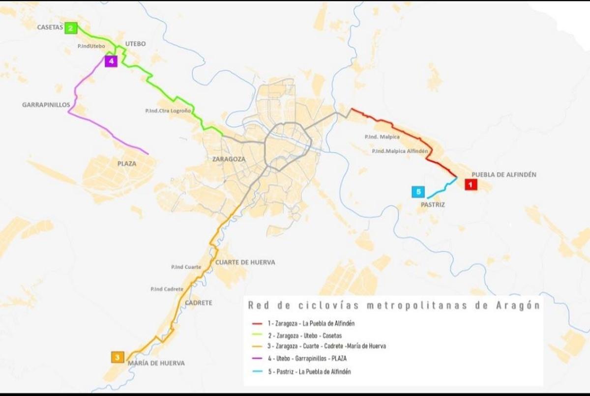 Proyecto de las ciclovías del área metropolitana de Zaragoza