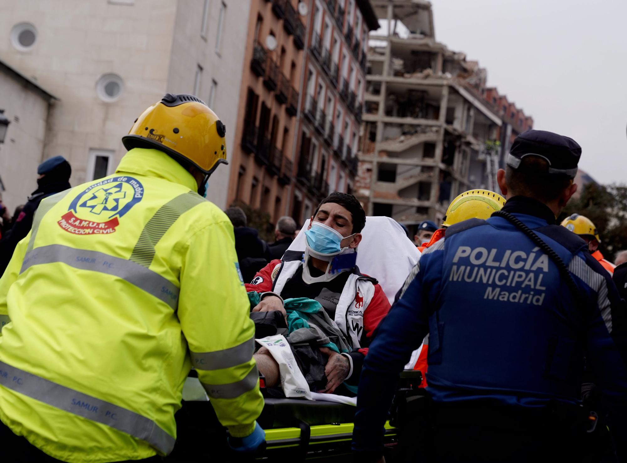 Uno de los heridos como consecuencia de la explosión de un edificio en Madrid
