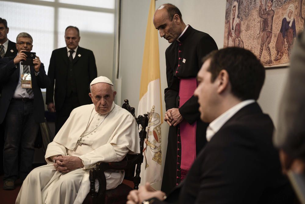 Visita del Papa a los refugiados en Lesbos.