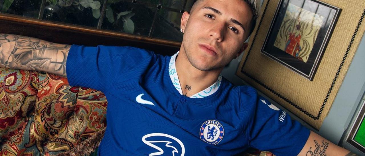Enzo Fernández, este miércoles con la camiseta del Chelsea.