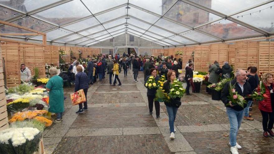 El Mercado das Flores de Cambados abrió ayer sus puertas en la plaza de Fefiñáns. |   // N. PARGA