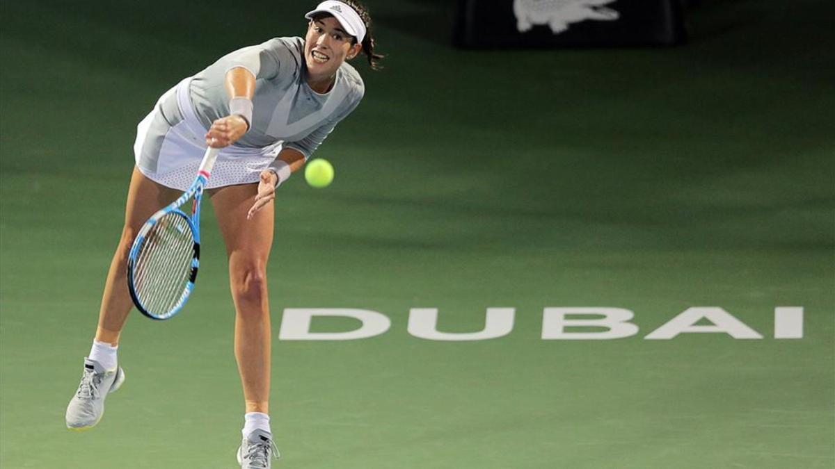 Muguruza, durante un punto ante Catherine Bellis