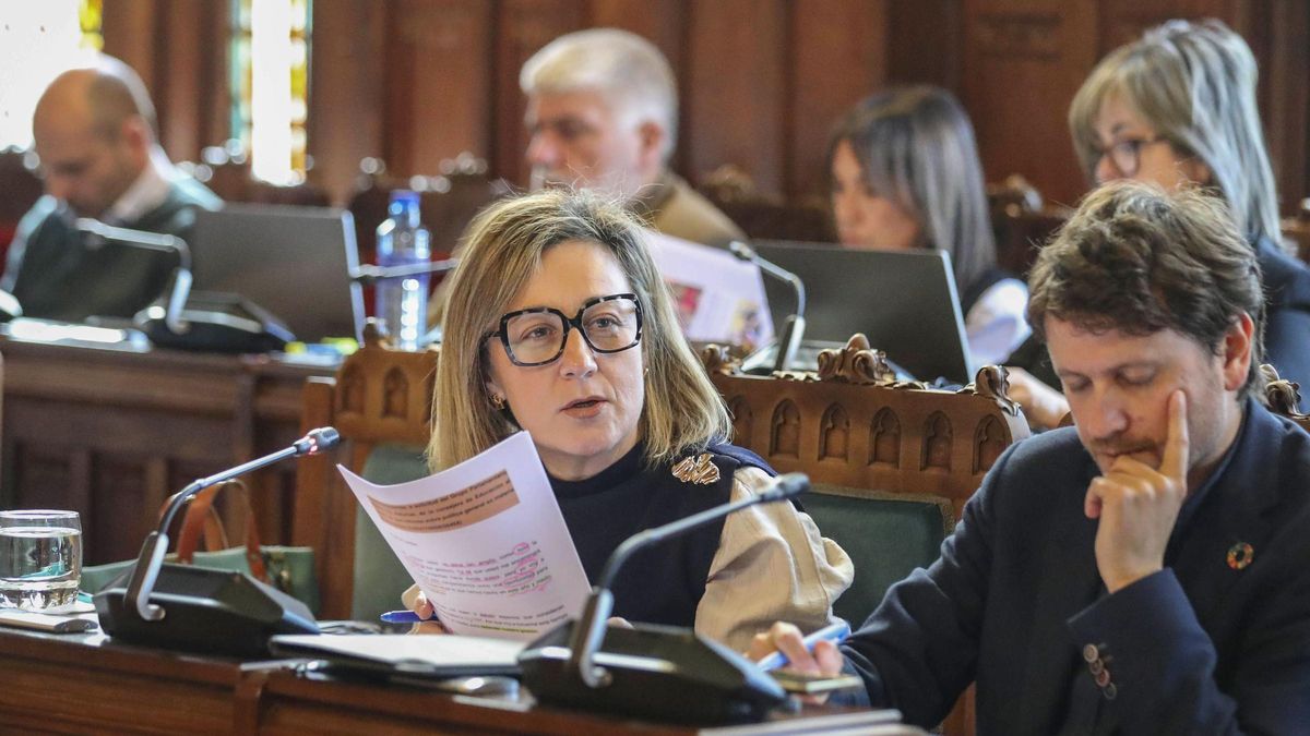 Lydia Espina, en el centro, en una reciente intervención en una comisión parlaamentaria.