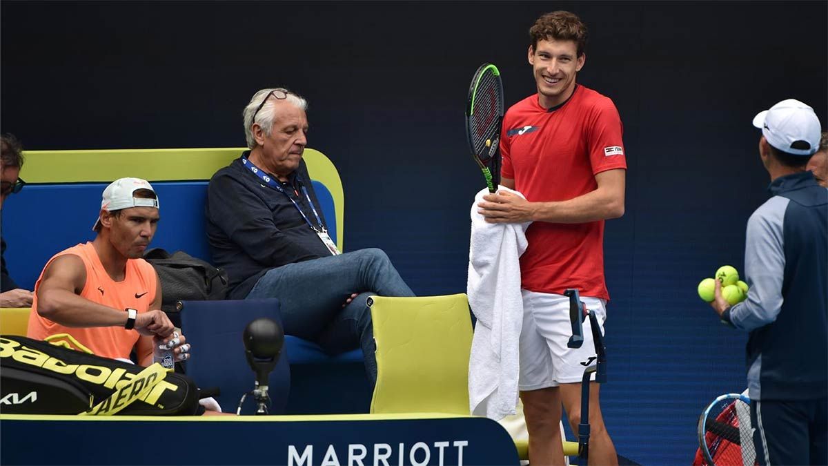 Nadal y Carreño, durante un entrenamiento