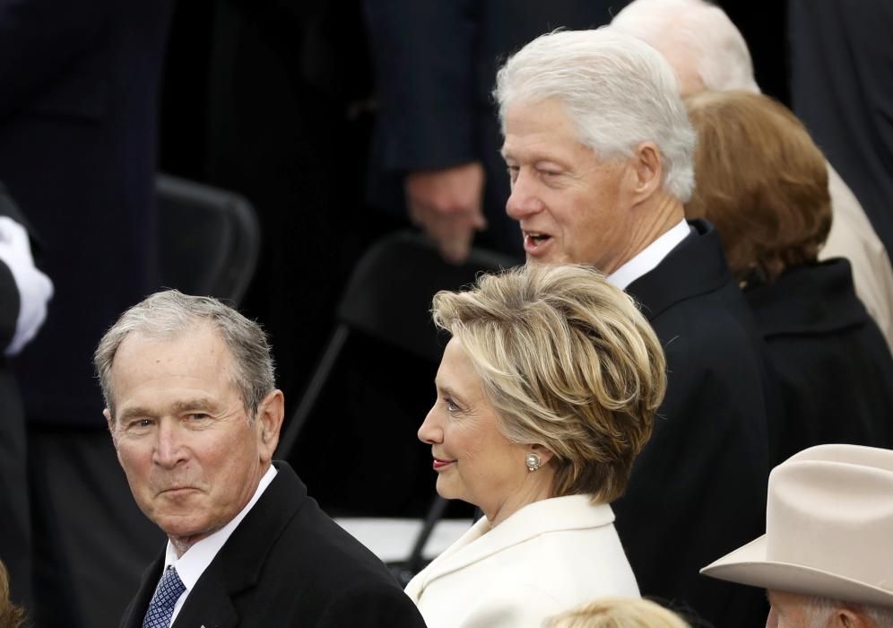 George W. Bush, Hillary and Bill Clinton attend ...