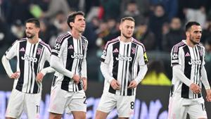 Jugadores de la Juventus, en el partido de Champions ante el Sporting CP