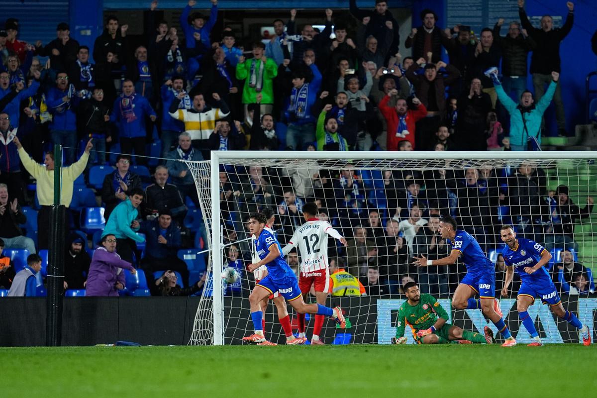 Mario Martin of Getafe CF celebrates a goal during the Spanish League, LaLiga EA Sports, football match played between Getafe CF and Girona FC at Coliseum de Getafe stadium on October 31, 2025, in Getafe, Spain. AFP7 31/10/2025 ONLY FOR USE IN SPAIN. Dennis Agyeman / AFP7 / Europa Press;2025;SOCCER;SPAIN;SPORT;ZSOCCER;ZSPORT;Getafe CF v Girona FC - LaLiga EA Sports