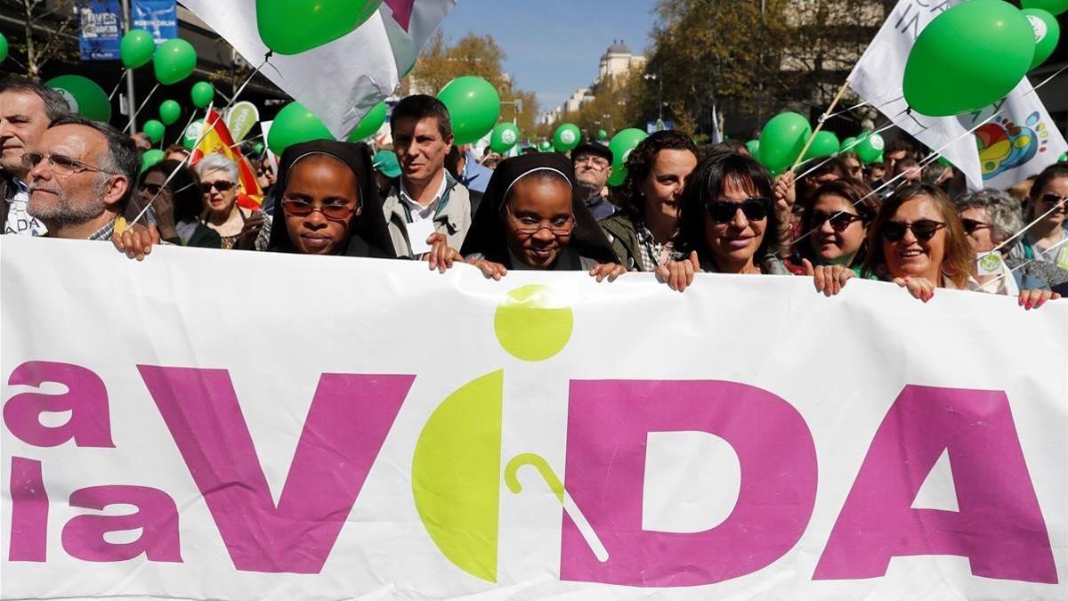 Manifestación contra el aborto en Madrid.