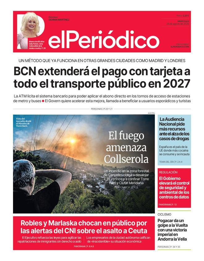 La portada de EL PERIÓDICO del 26 de agosto de 2026