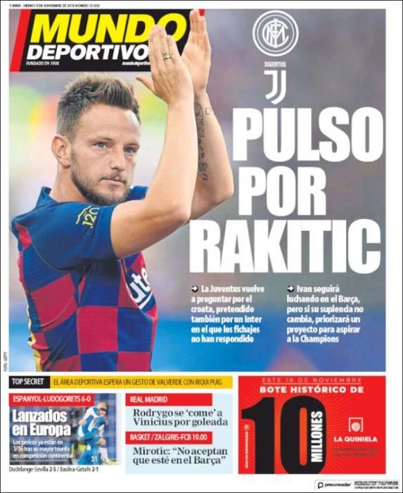 Las portadas deportivas de este viernes 08/11/2019