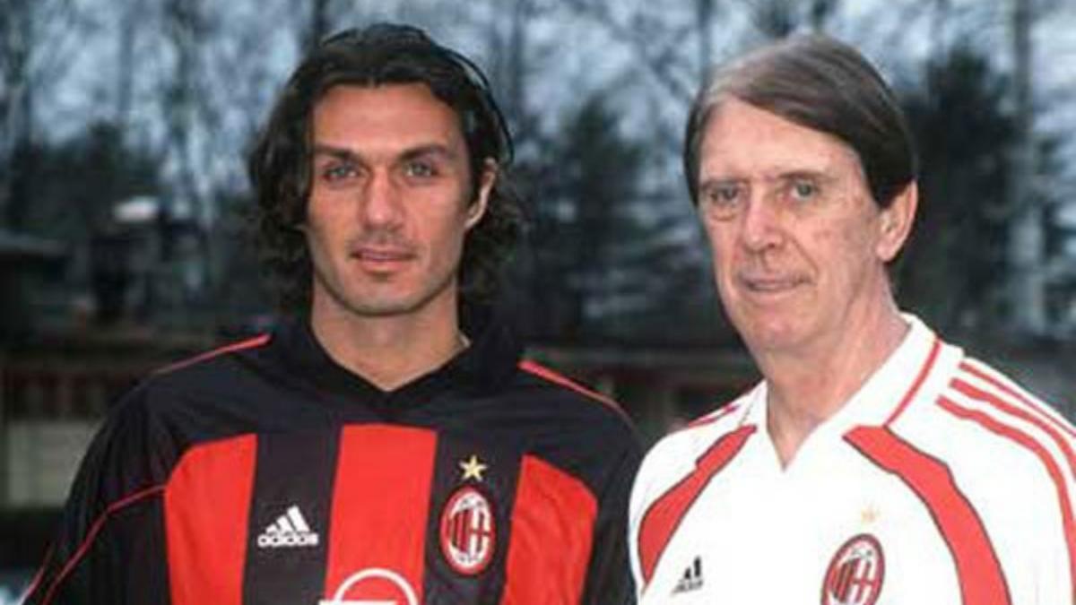 Paolo y Cesare Maldini, leyendas del AC Milan, y padre y abuelo de Daniel