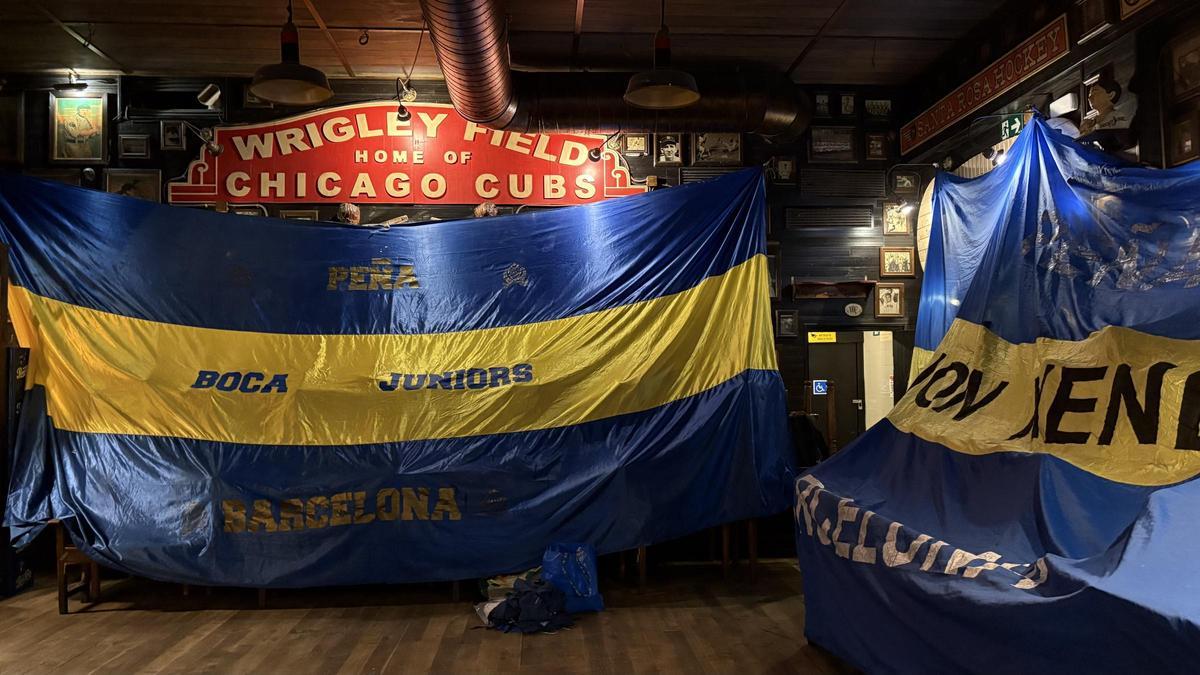Así ambientaron el local los aficionados de Boca Juniors