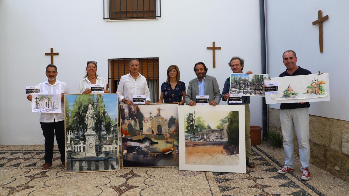 Santiago Chamorro, Eva Mancheño, Francisco Arroyo, María Dolores Baena, Daniel García-Ibarrola, Fernando García Herrera y Antonio Álvarez. con las obras ganadoras.