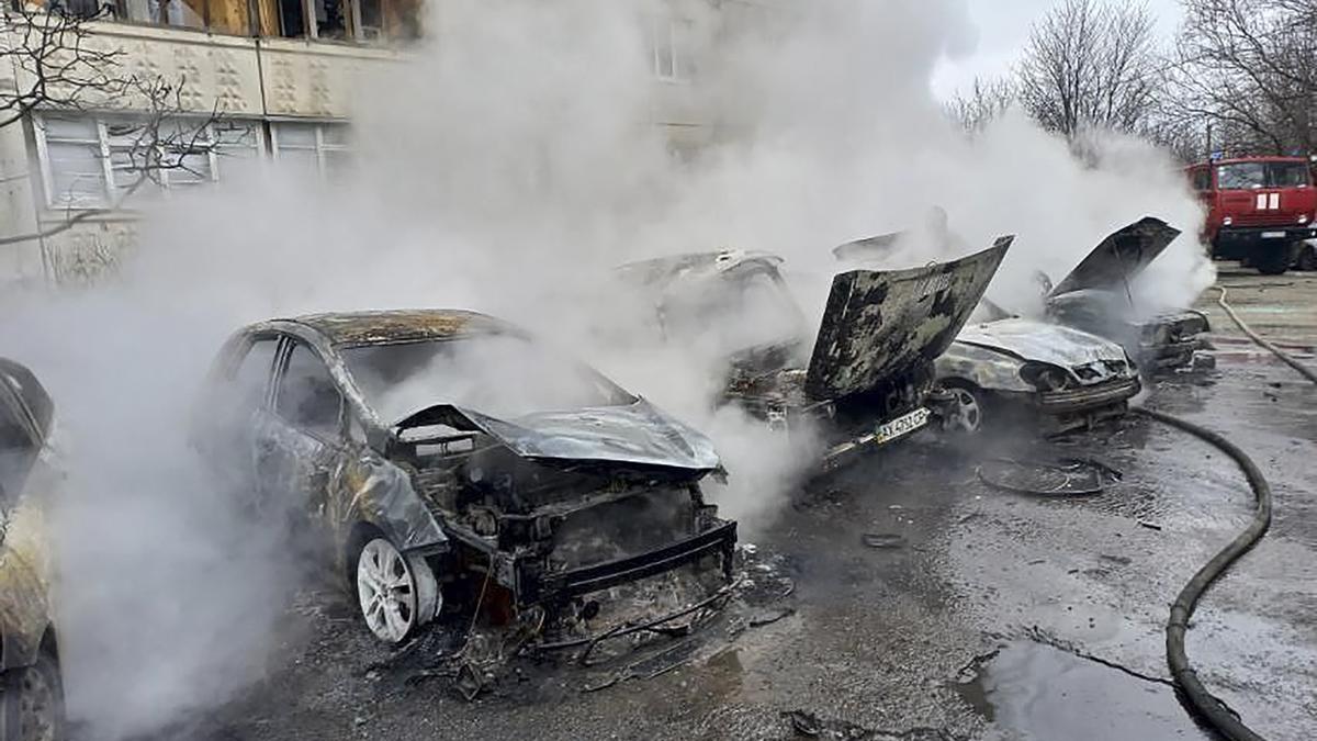 Ucrania coche quemado