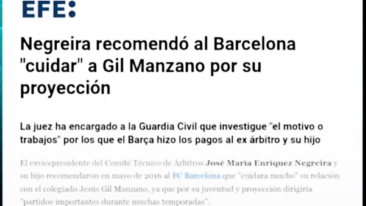 Real Madrid televisión la recomendación al Barça de Negreira sobre Gil Manzano