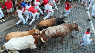 Los toros de Victoriano del Río corren un encierro de Sanfermines veloz y sin heridos