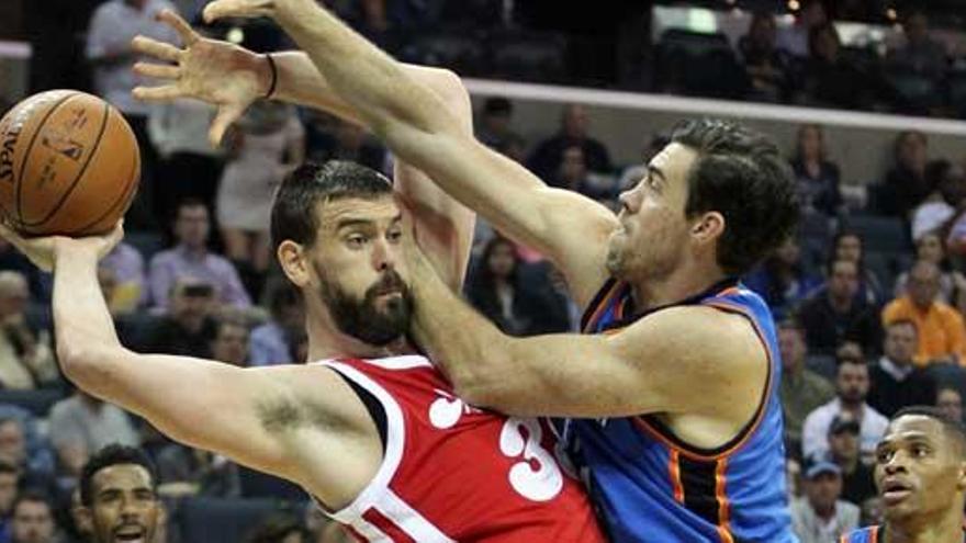 Marc Gasol, durante el partido ante Oklahoma.