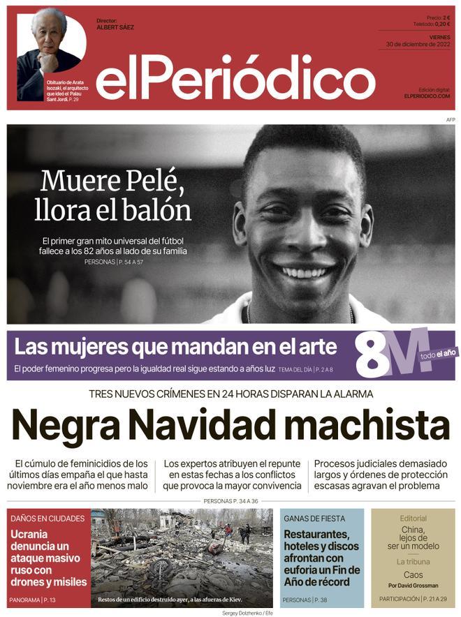La portada d’EL PERIÓDICO del 30 de desembre del 2022