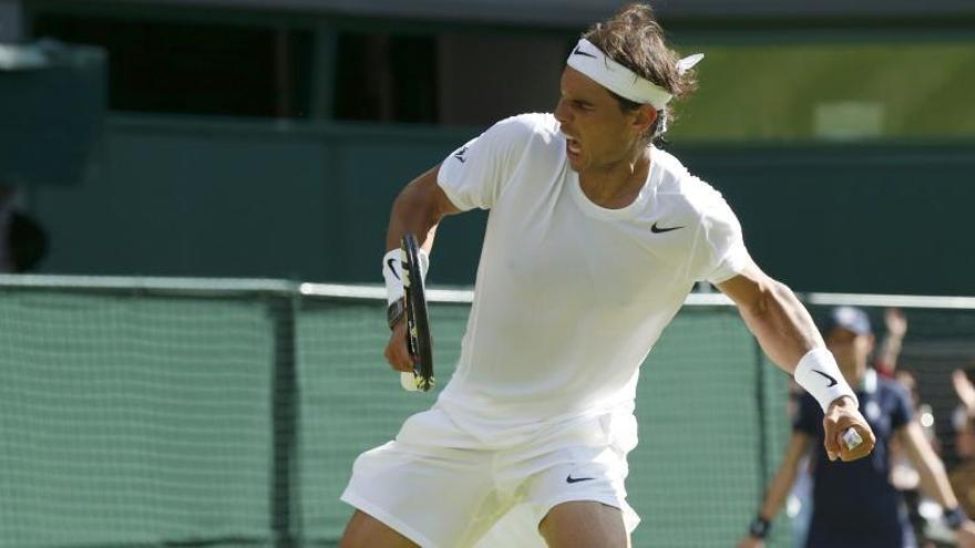 Nadal celebra su victoria ante Klizan.