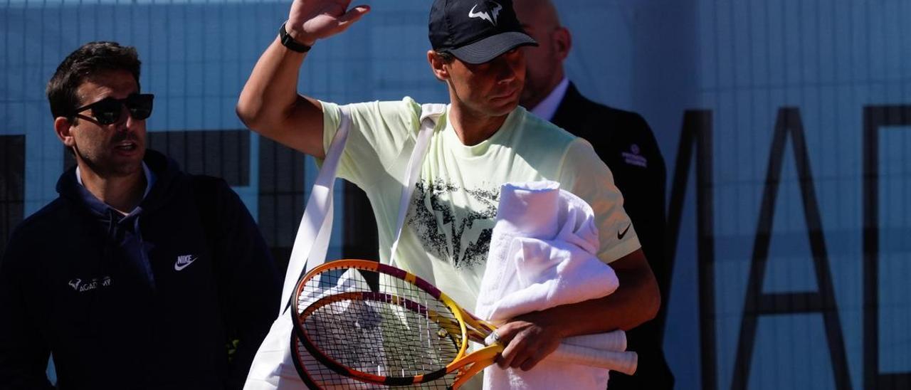 Carlos Alcaraz y Rafa Nadal ya entrenan en la Caja Mágica del Mutua Madrid Open