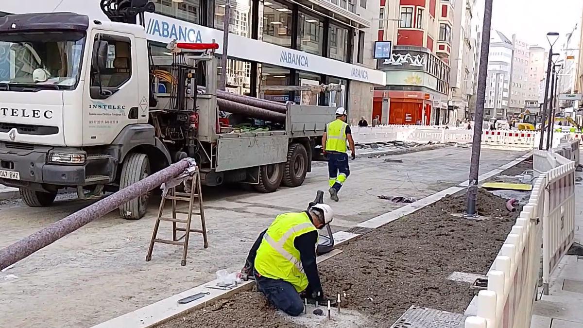 Recta final de las obras de San Andrés con el hormigonado entre rúa Nova y Pórtico
