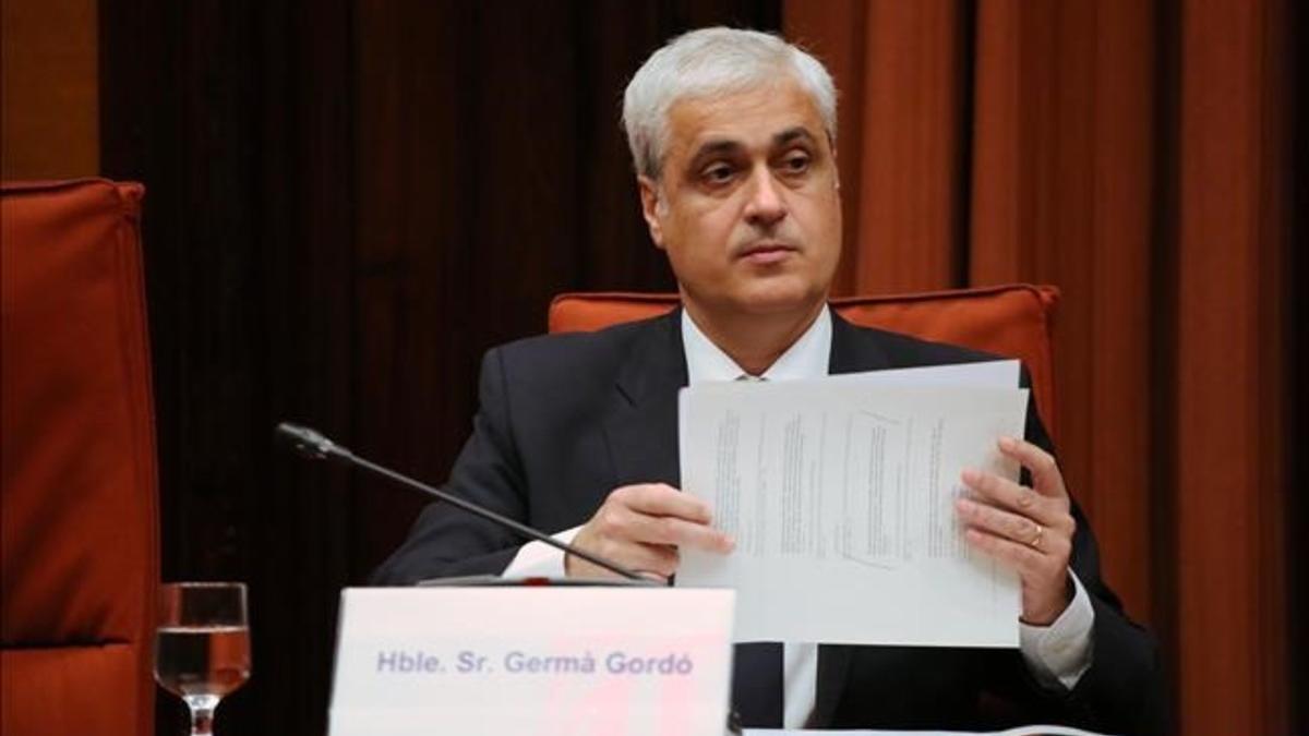 Germà Gordó, durante su comparecencia ante la comisión de Afers Institucionals, este miércoles en el Parlament.