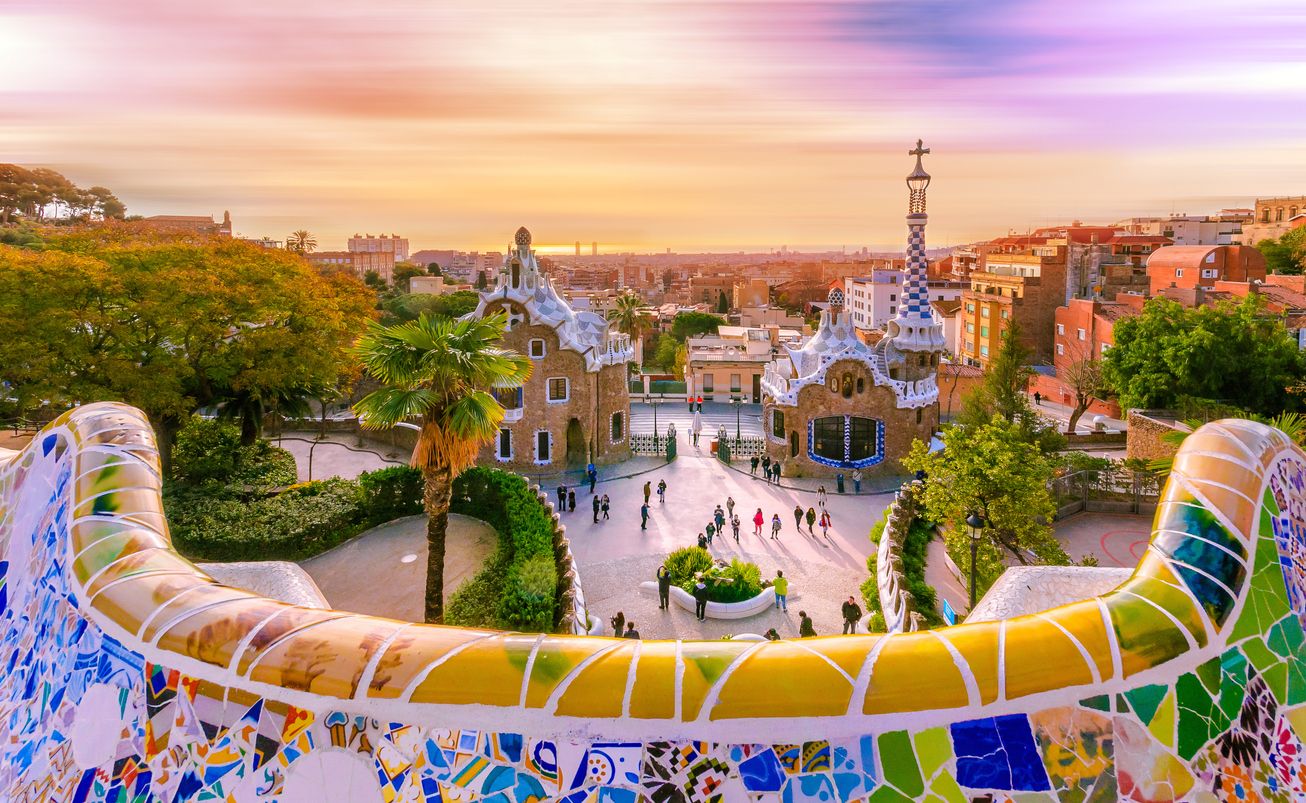 Vista de la ciudad desde el Parque Güell en Barcelona, España