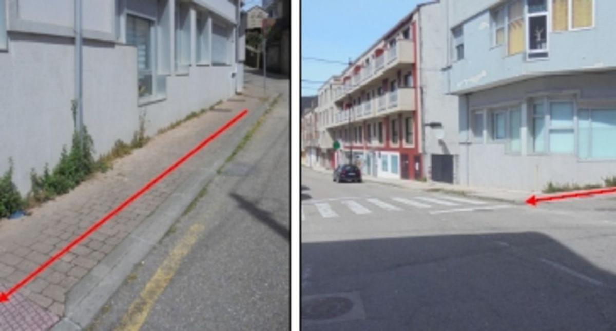 Dudas de bajantes de pluviales en la calle David Cal en Vilariño.   | //  FDV