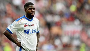 Samuel Umtiti, en una imagen de esta temporada con la camiseta del Lecce.