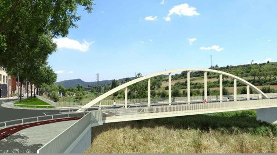 Imatge virtual de com serà el nou pont sobre el riu Anoia per enllaçar amb la Ronda Sud