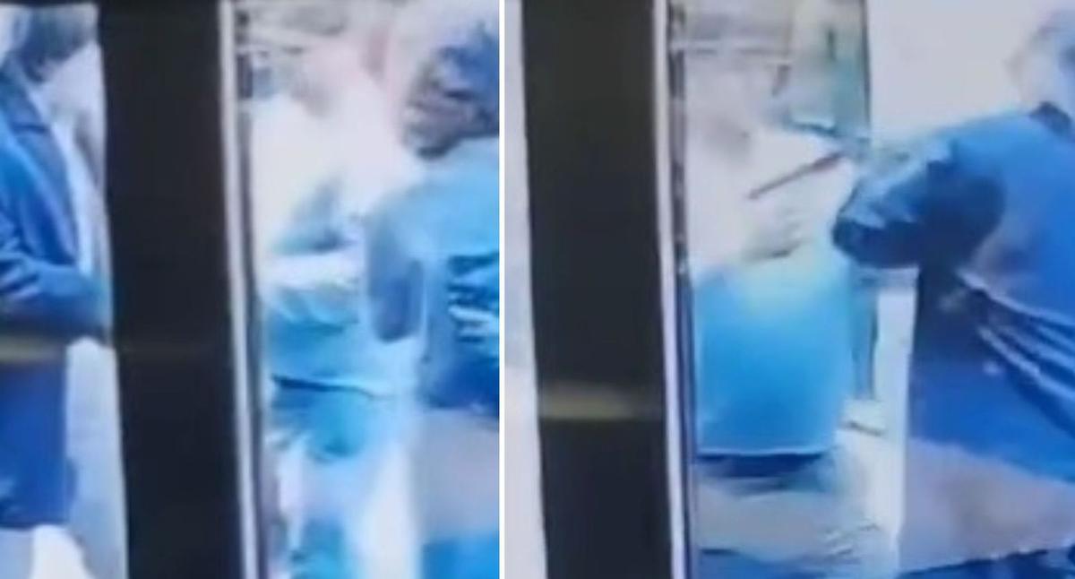 Fotogramas de un vídeo en el que se ve cómo el atracador aborda a las víctimas (izquierda) y encañona al juez (derecha). |  FdV

Abajo, el juez, con el reloj que llevaba cuando intentaron atracarlo. |  I. O.