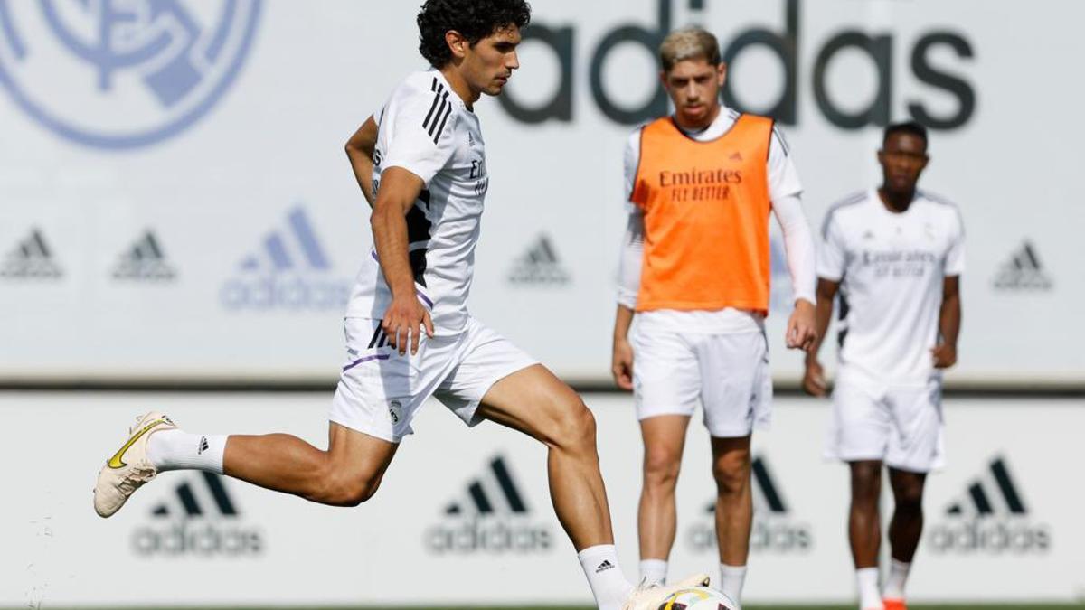 Vallejo, durante un entrenamiento con el Real Madrid