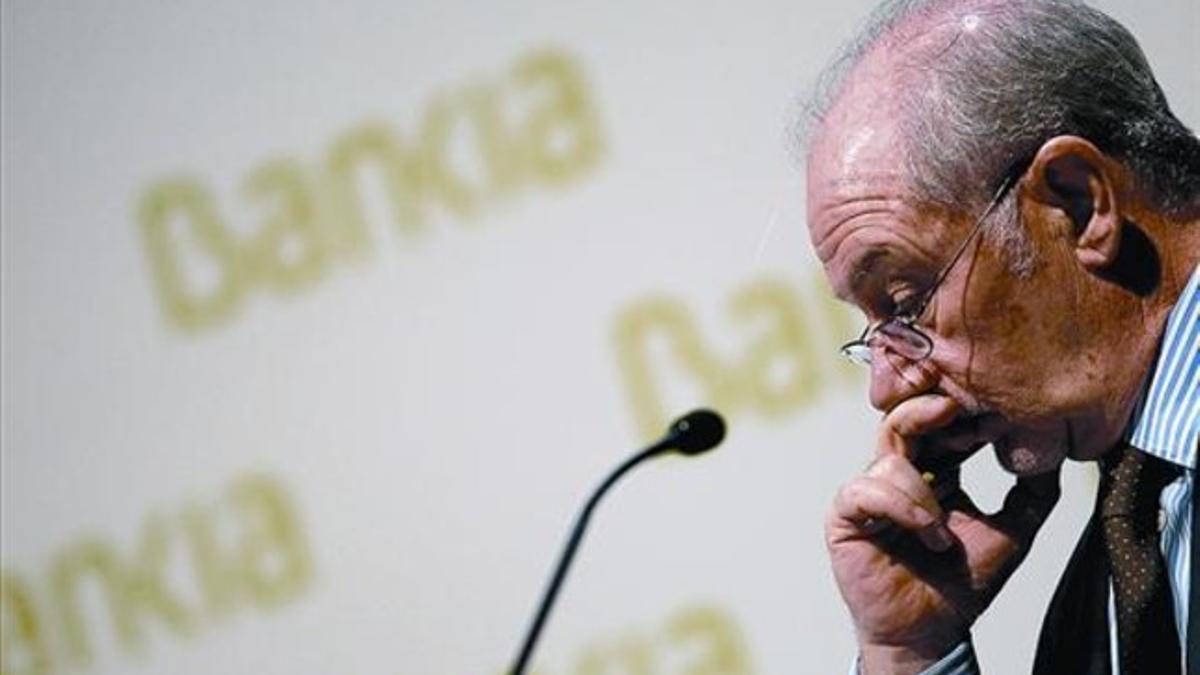 Reflexivo 8 Rodrigo Rato, presidente de Bankia, en una rueda de prensa de la entidad financiera.