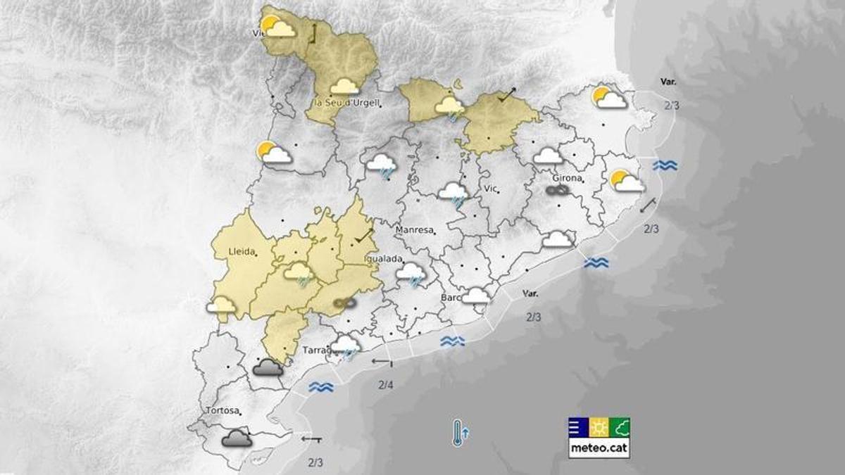 El mapa de la previsió del temps per a aquest dimecres