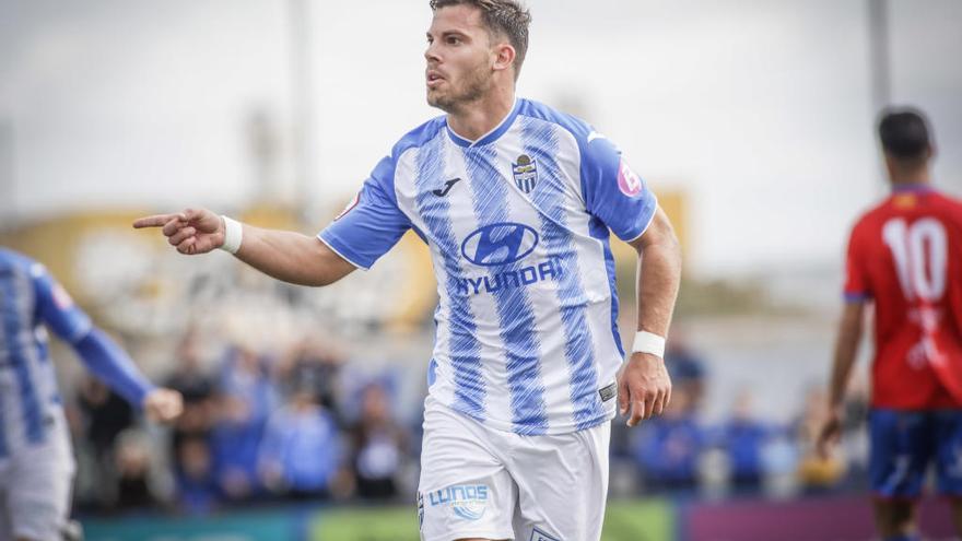 Kike López celebra su gol al Teruel este pasado domingo.