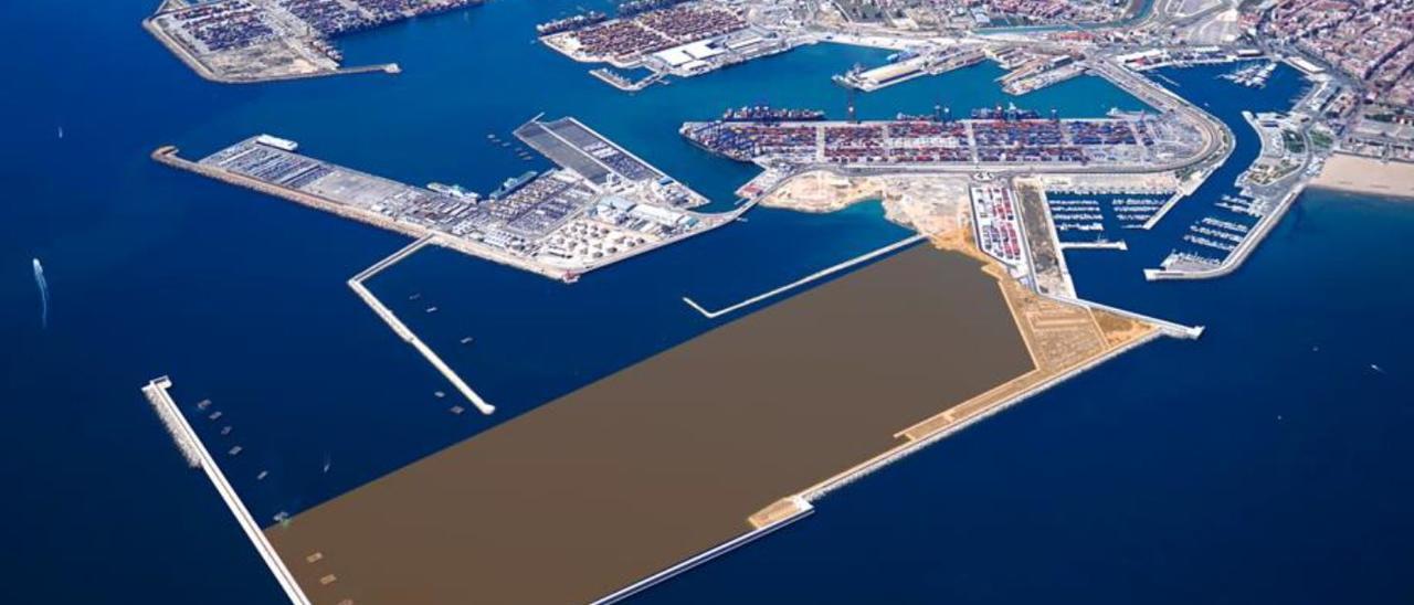 Figuración de la nueva terminal de contenedores del Puerto de València.