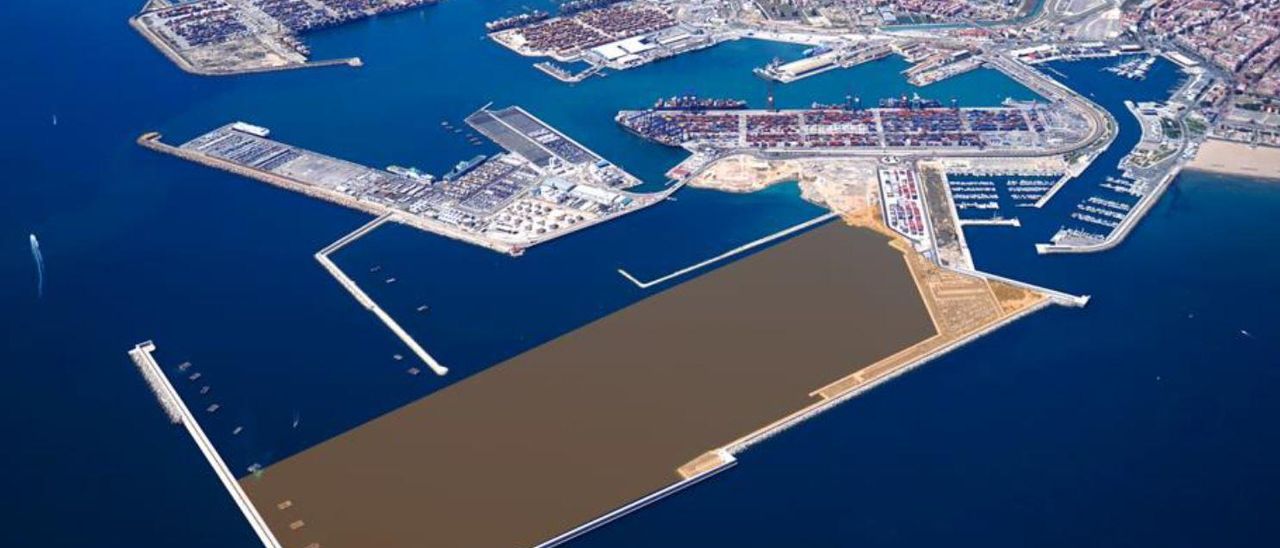 Figuración de la nueva terminal de contenedores del Puerto de València.