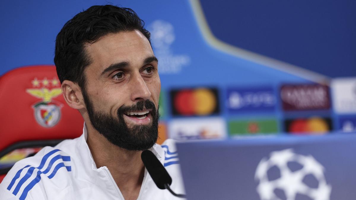 Álvaro Arbeloa, entrenador del Real Madrid, en sala de prensa.