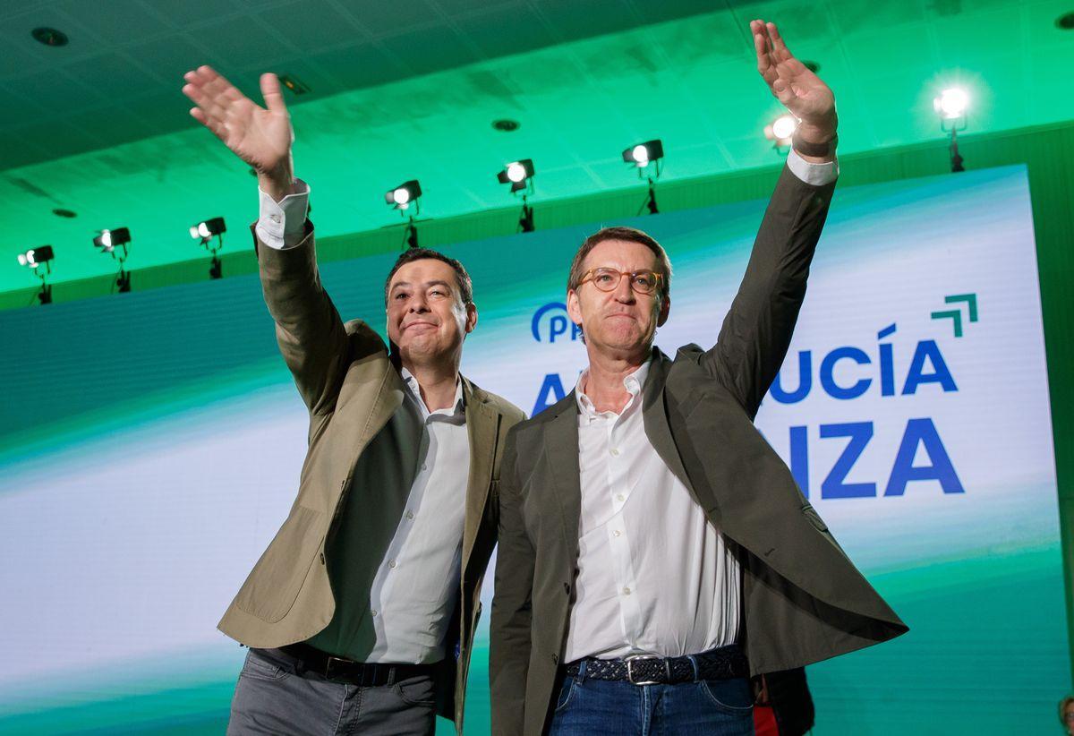 Moreno y Feijóo en la precampaña andaluza.
