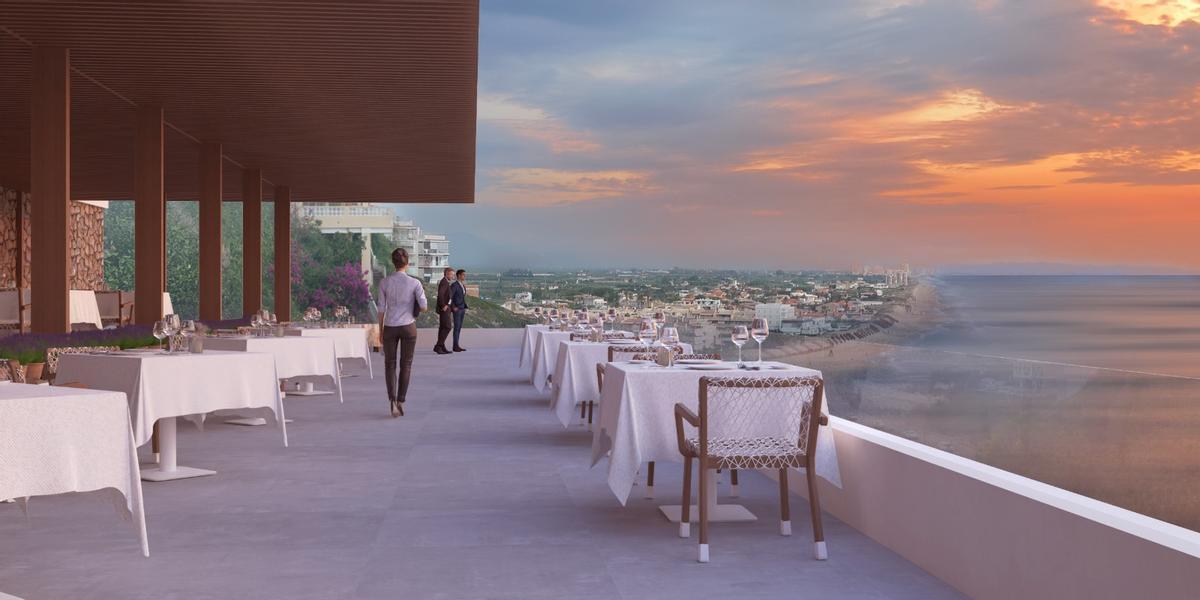 Imagen virtual de una de las terrazas del hotel-boutique.