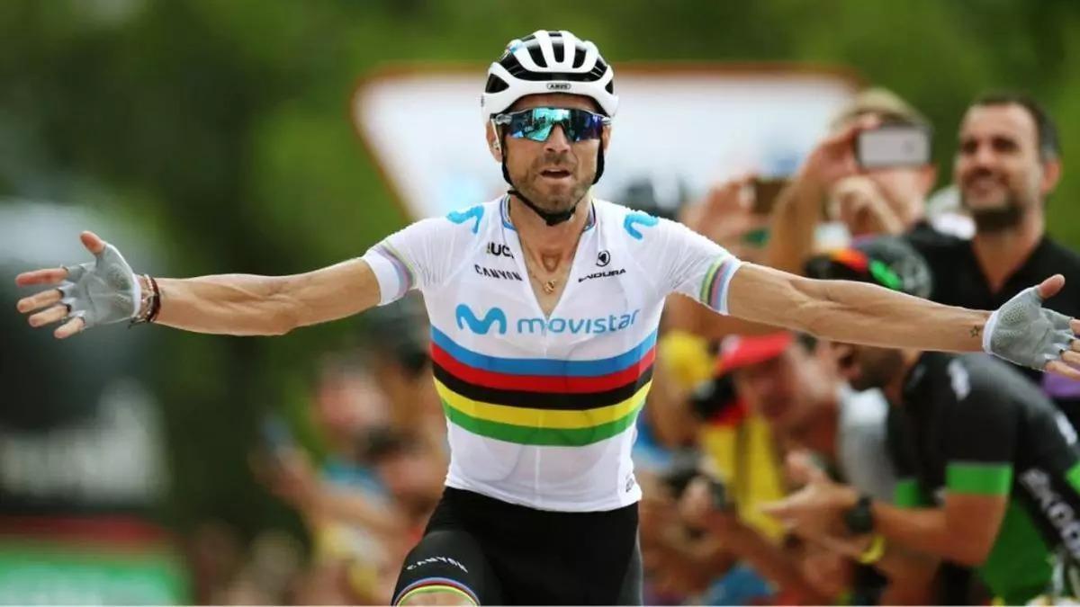 Alejandro Valverde celebra una de sus múltiples victorias.