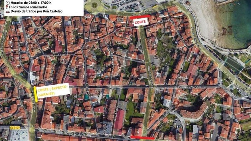O Grove realiza cortes de tráfico en Luís Casais por obras de asfaltado