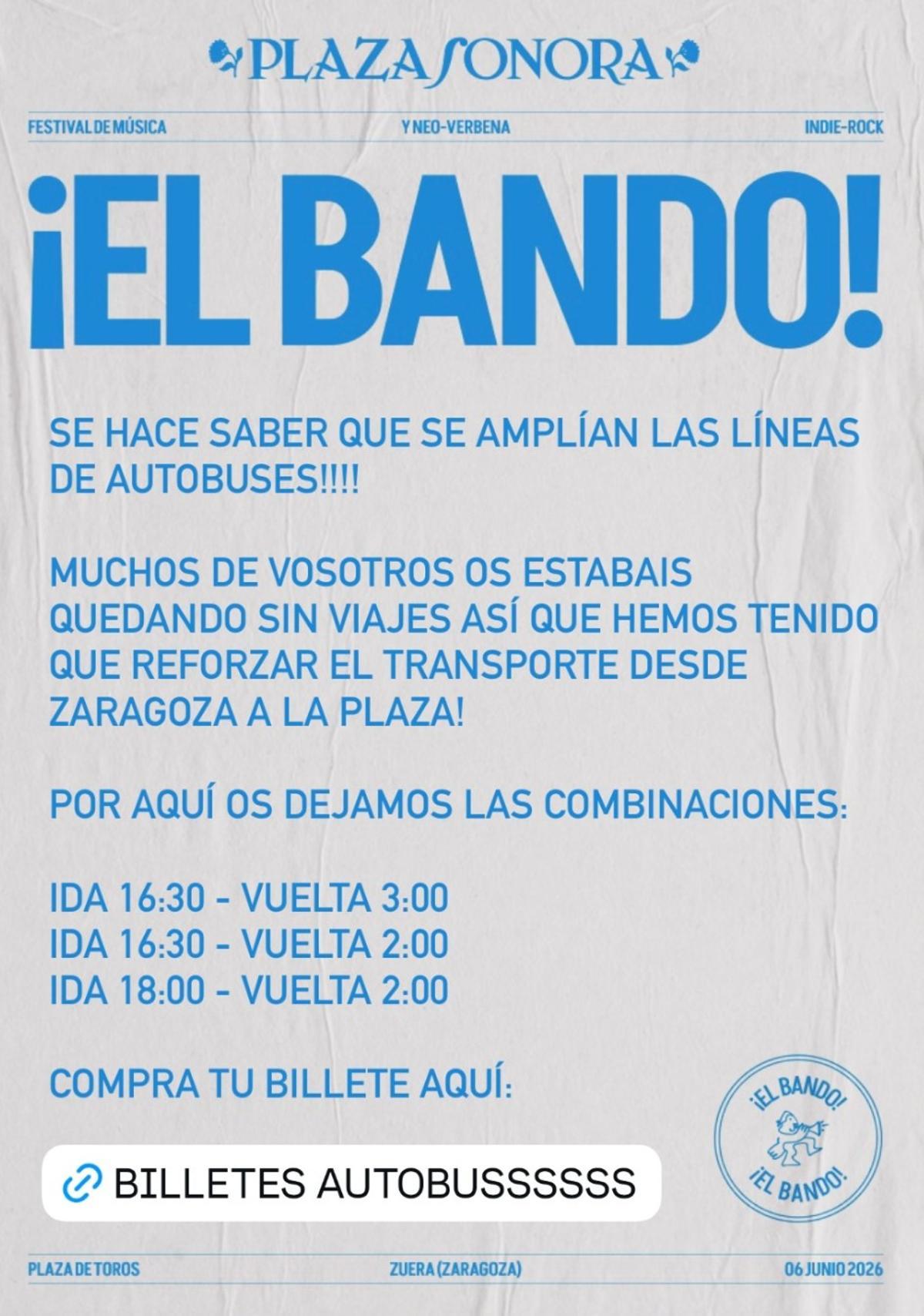 El comunicado de la organización del Plaza Sonora de Zuera.