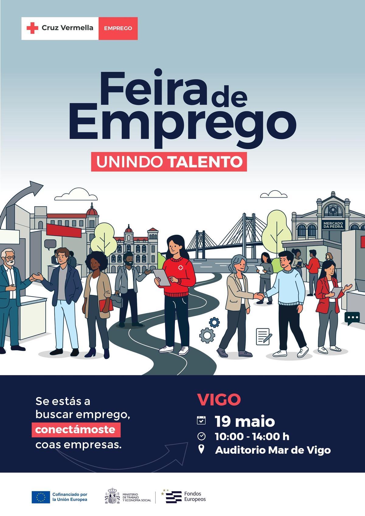 Cartel de la feria de empleo de Cruz Roja.