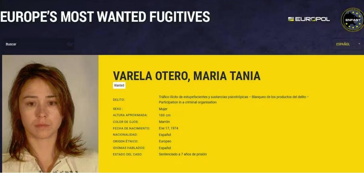 El aviso policial de Tania Varela cuando estaba en busca y captura por la Europol.