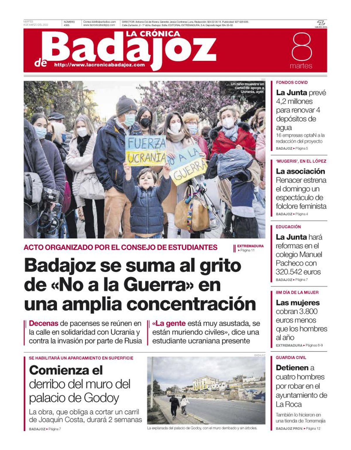 Consulta la portada correspondiente al día 8 de marzo del 2022