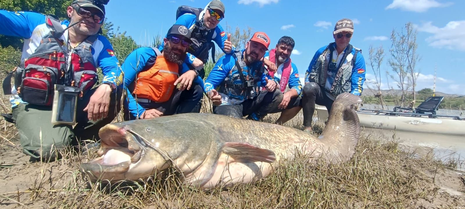EN IMÁGENES: El monstruoso siluro pescado por unos asturianos en el Ebro