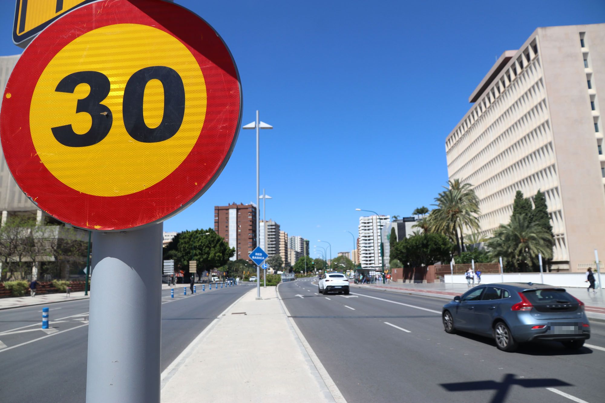 Imagen de las calles de Málaga tras entrar en vigor los nuevos límites de velocidad de 30km/h